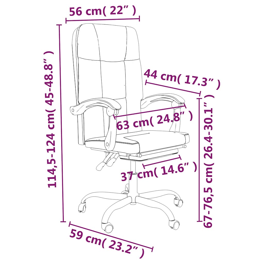 vidaXL Reclining Office Chair Light Grey Fabric