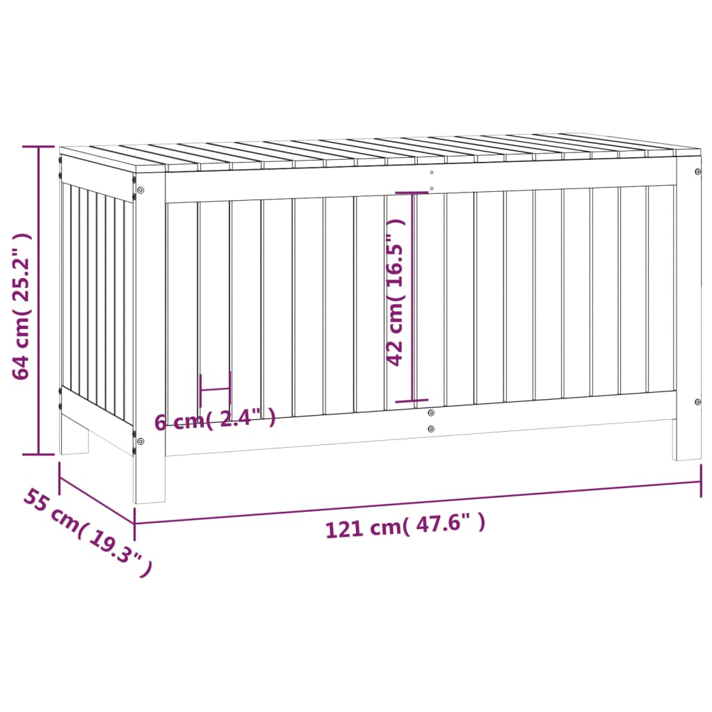 vidaXL Garden Storage Box White 121x55x64 cm Solid Wood Pine
