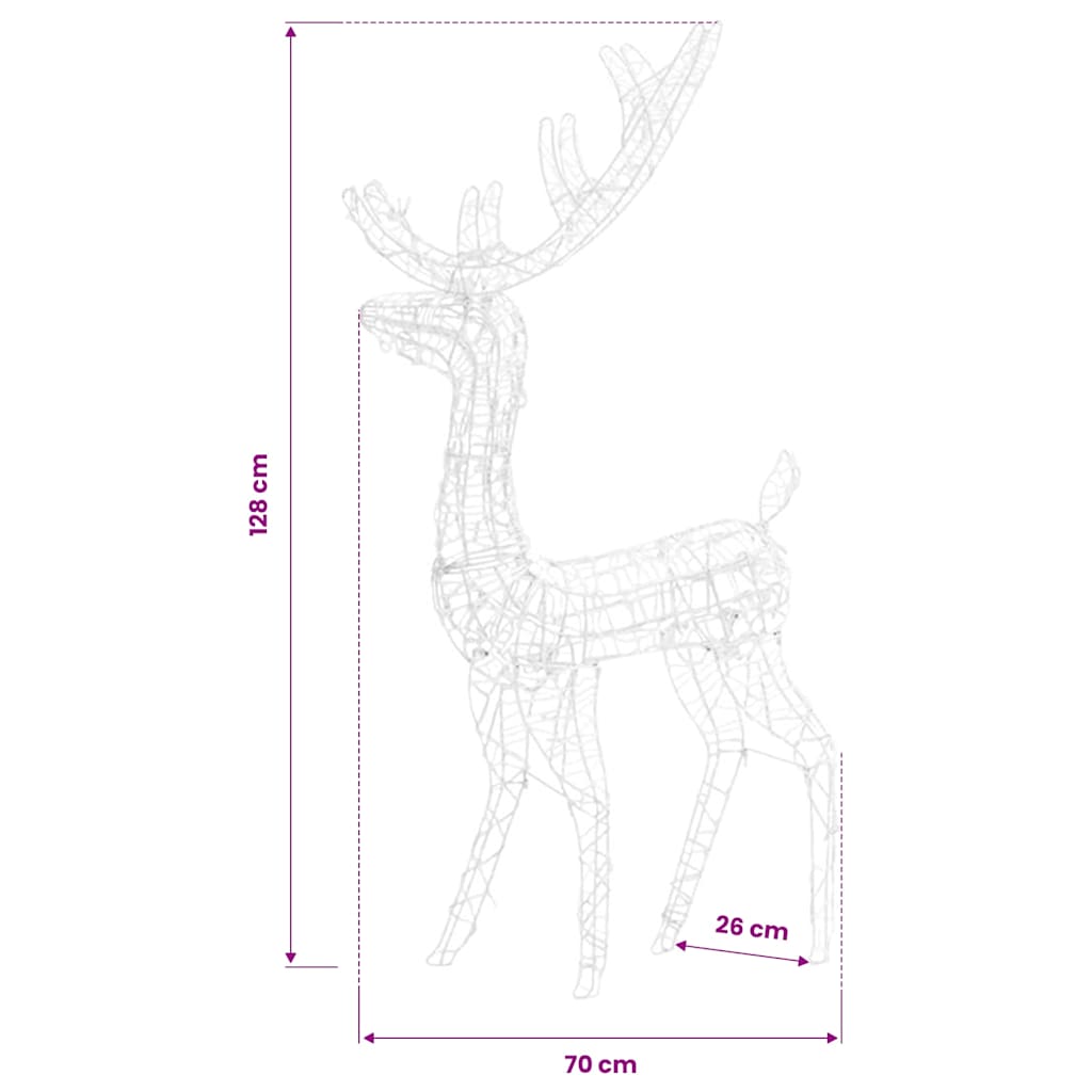 vidaXL Acrylic Reindeer Christmas Decorations 2 pcs 128cm Multicolour - 70 x 41 x 120 cm