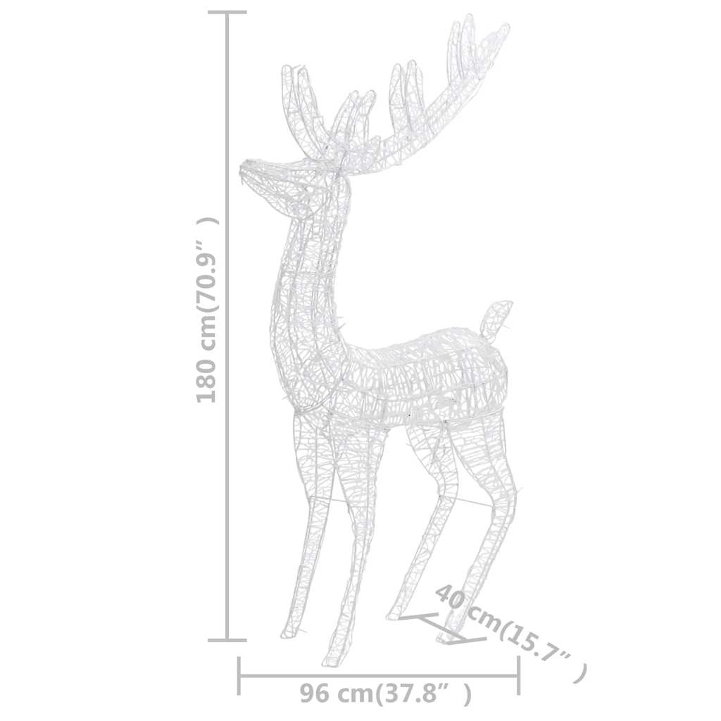 vidaXL XXL Acrylic Christmas Reindeers 250 LED 2 pcs 180 cm Warm White - 96 x 40 x 180 cm