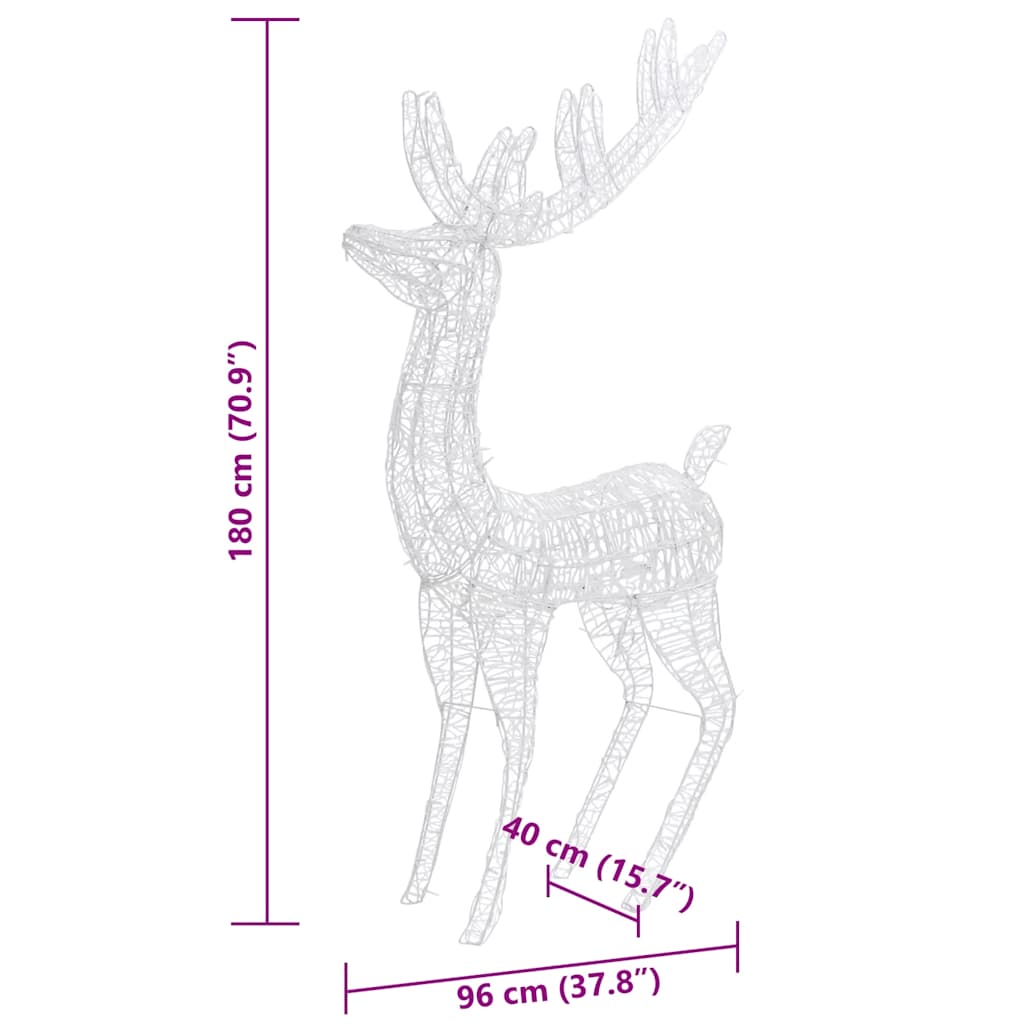 vidaXL XXL Acrylic Christmas Reindeers 250 LED 3 pcs 180 cm Warm White - 96 x 40 x 180 cm
