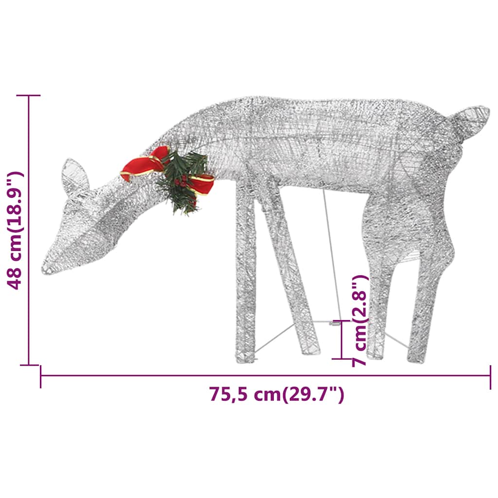 vidaXL Christmas Reindeers 6 pcs Silver Cold White Mesh
