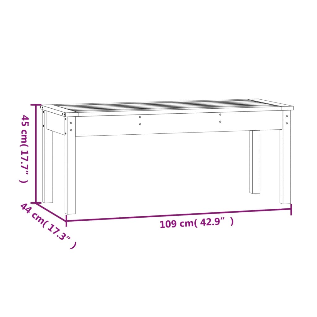 vidaXL Garden Bench Grey 109x44x45 cm Solid Wood Pine