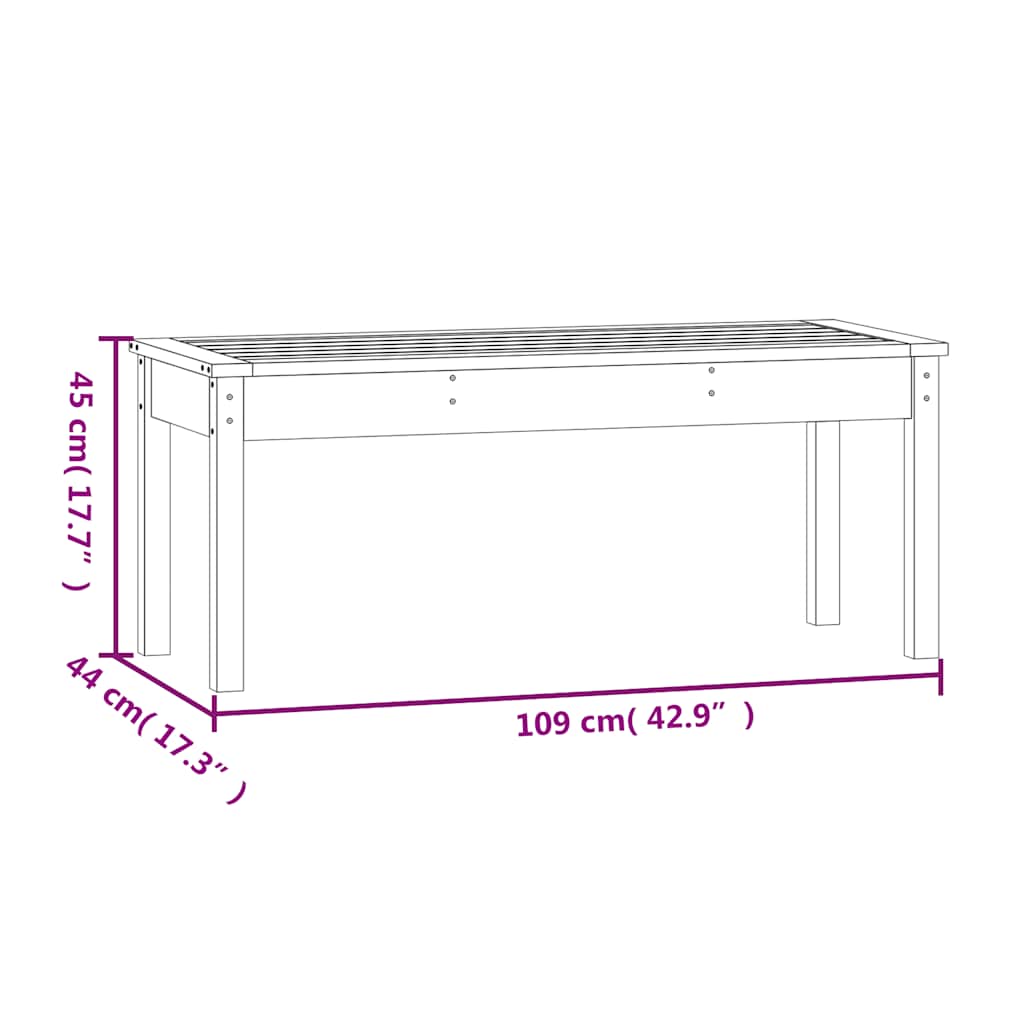 vidaXL Garden Bench Black 109x44x45 cm Solid Wood Pine