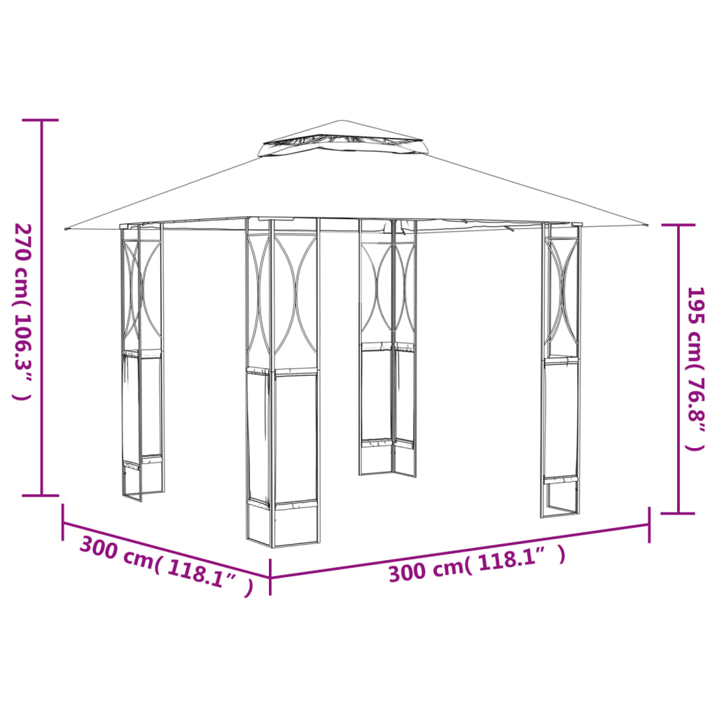 vidaXL Gazebo with Roof Anthracite 300x300x270 cm Steel