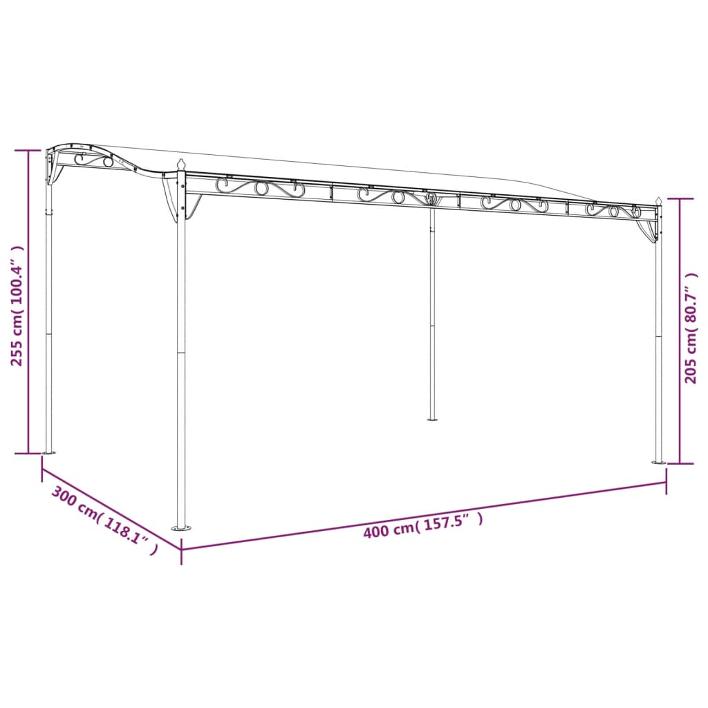 vidaXL Canopy Taupe 4x3 m 180 g/m² Fabric and Steel