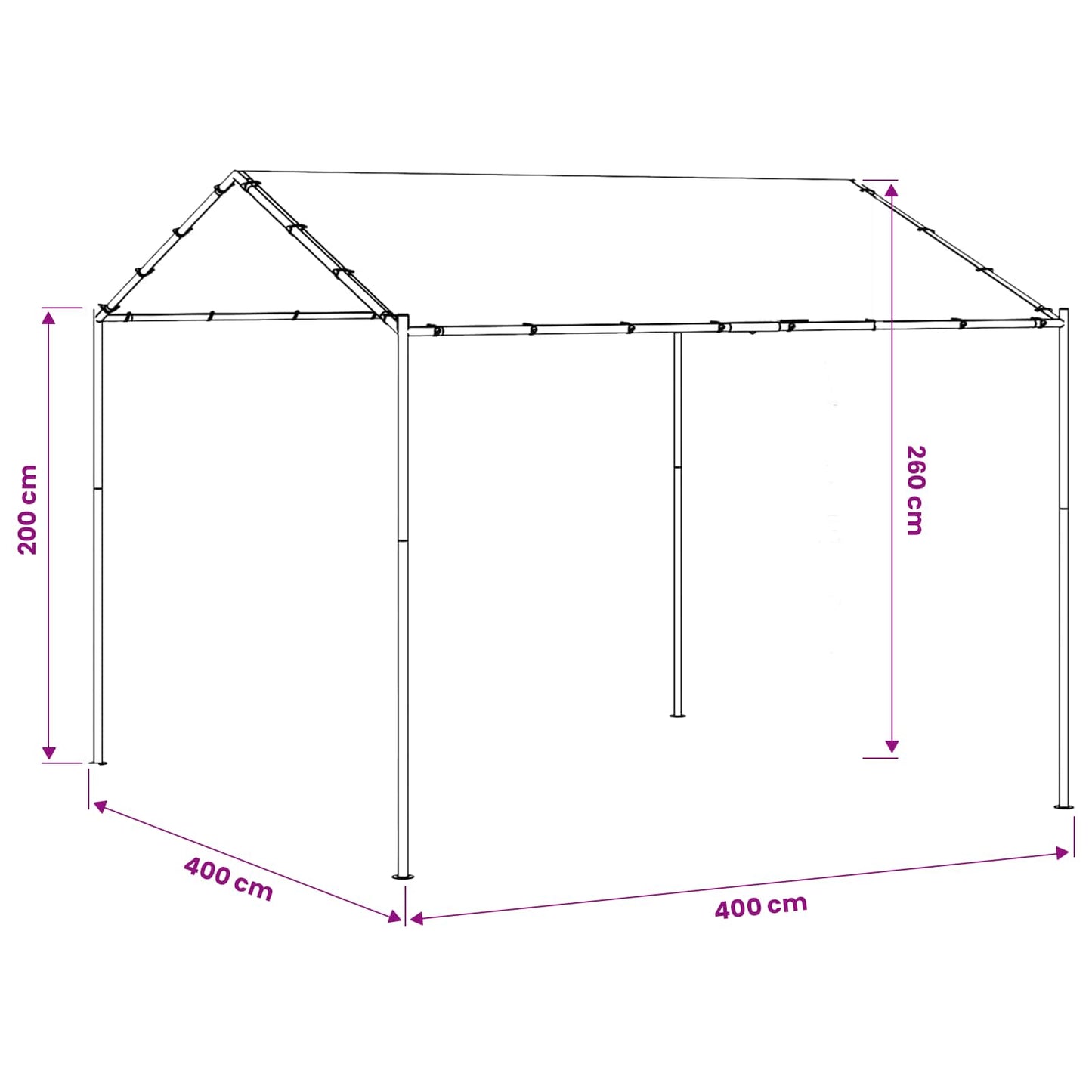 vidaXL Gazebo 4 x 4 x 2.6 m White Steel and Polyester 180 gsm