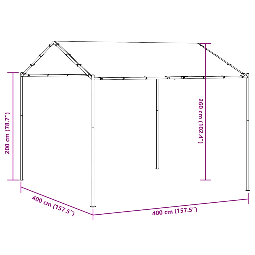 vidaXL Canopy Tent Anthracite 4x4 m Steel and Fabric