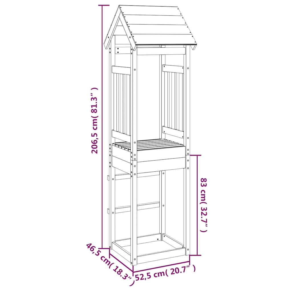 vidaXL Play Tower 52.5x46.5x206.5 cm Solid Wood Douglas - Brown