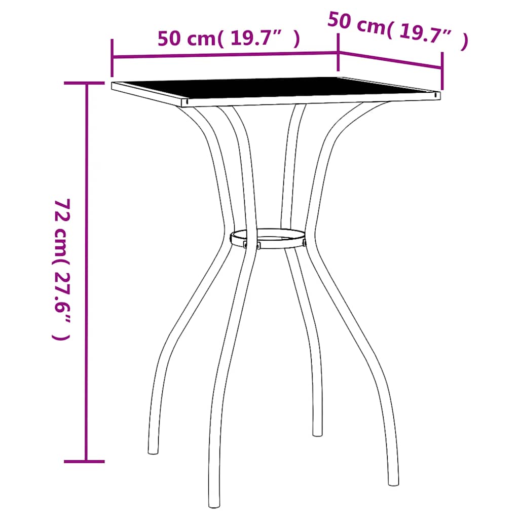vidaXL Garden Table Anthracite 50x50x72 cm Steel Mesh