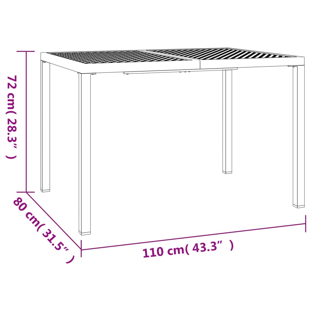 vidaXL Garden Table Anthracite 110x80x72 cm Steel