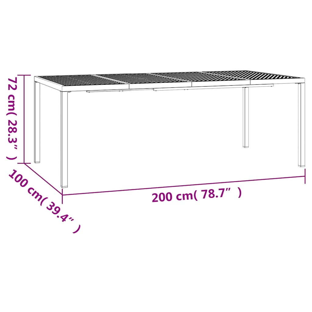 vidaXL Garden Table Anthracite 200x100x72 cm Steel