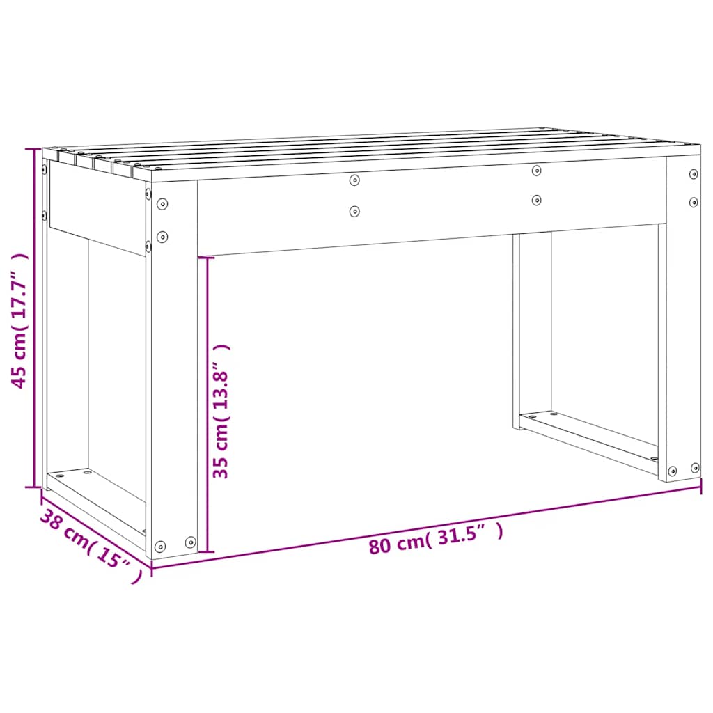 vidaXL Garden Bench White 80x38x45 cm Solid Wood Pine