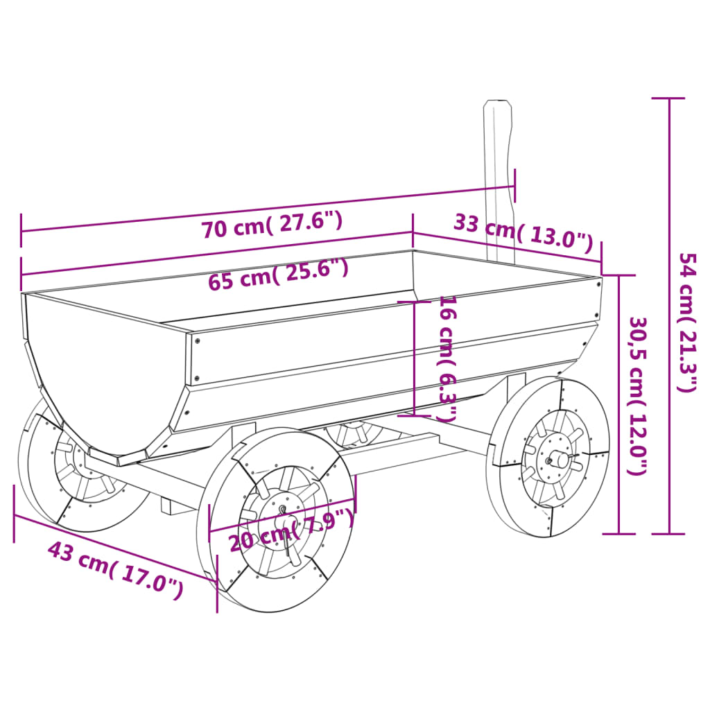 vidaXL Decorative Wagon 70x43x54 cm Solid Wood Fir - Brown