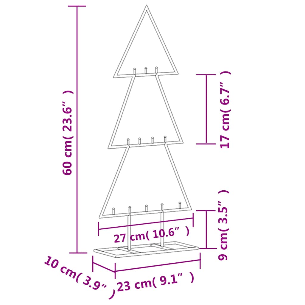vidaXL Metal Christmas Tree for Decoration Black 60 cm