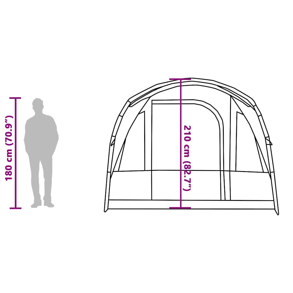 vidaXL Camping Tent Tunnel 3-Person Grey and Orange Waterproof - 43333