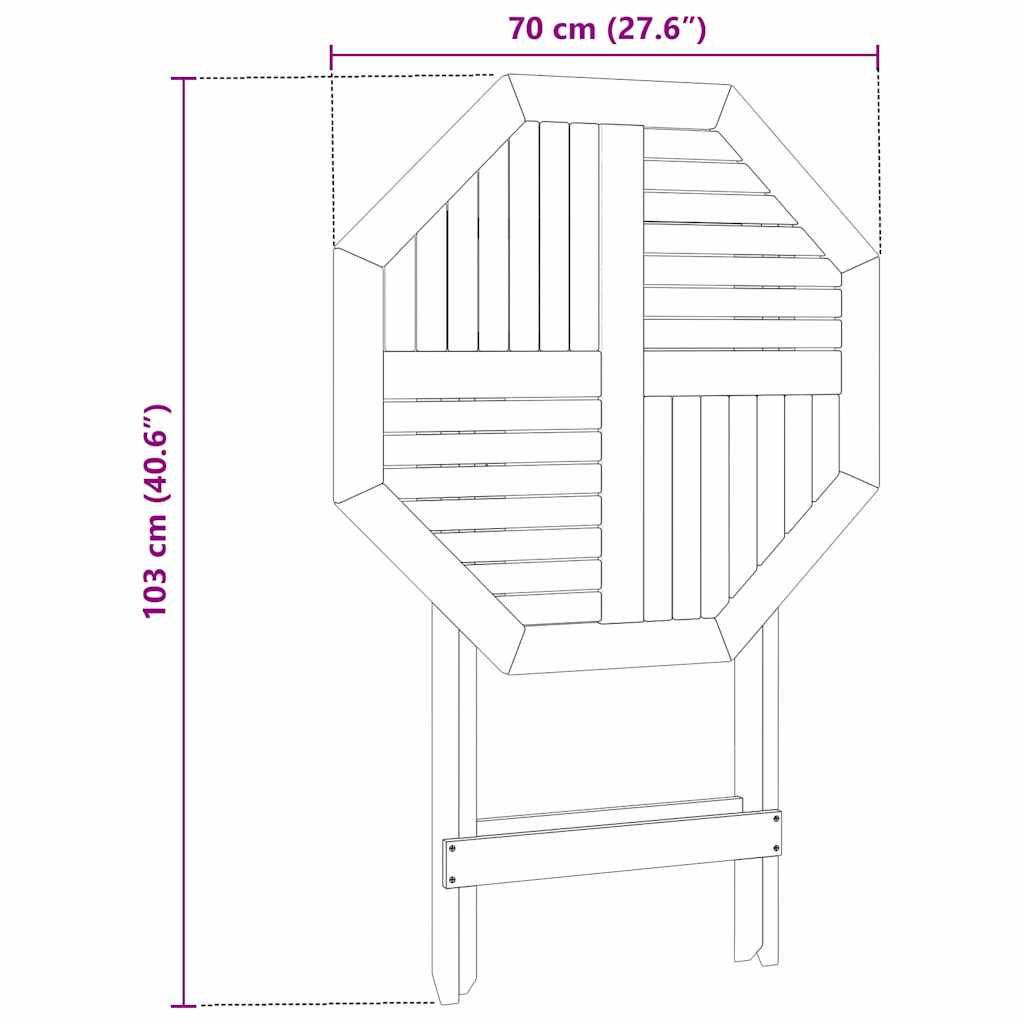 vidaXL Folding Garden Table Ø70x75 cm Solid Wood Acacia - Brown