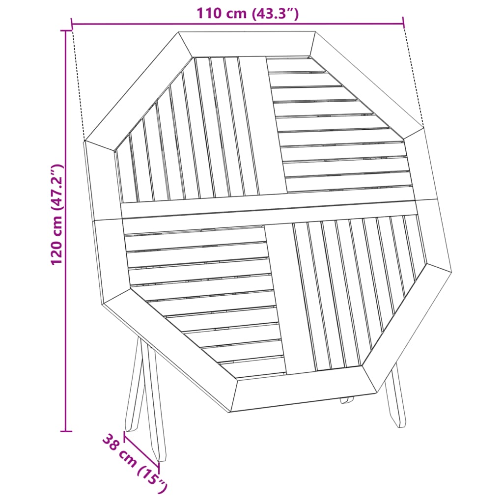 vidaXL Folding Garden Table Ø110x75 cm Solid Wood Acacia - Brown