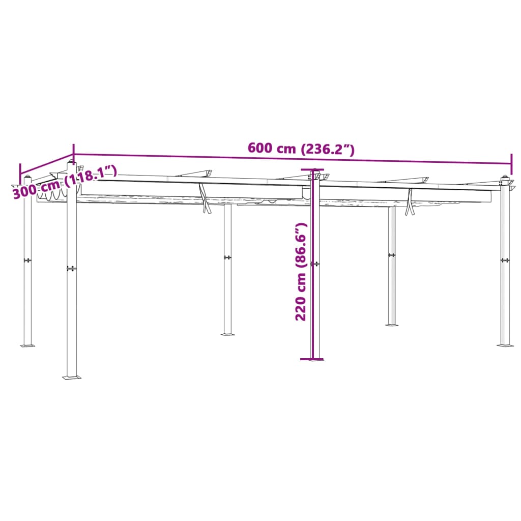 vidaXL Garden Gazebo with Retractable Roof Taupe 3x6 m Aluminium