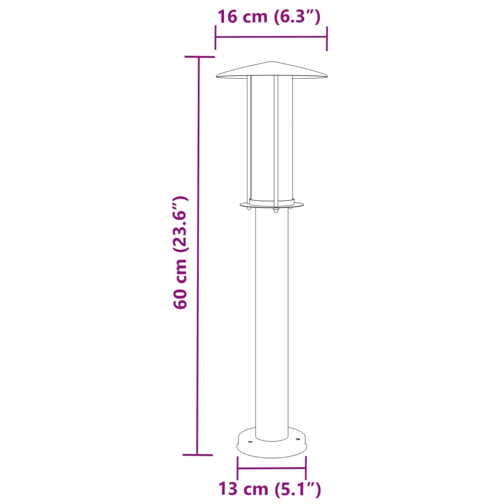 vidaXL Outdoor Floor Lamp Silver 60 cm Stainless Steel