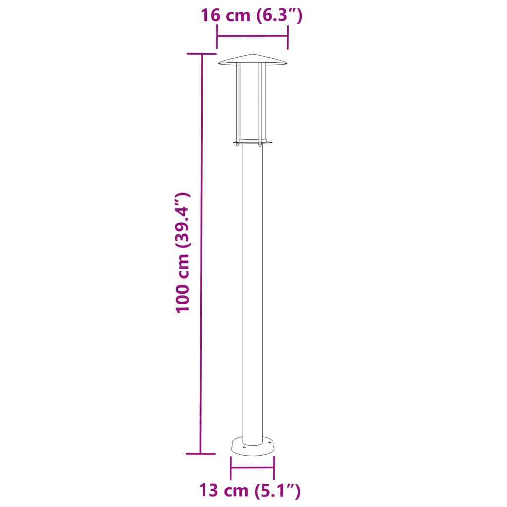 vidaXL Outdoor Floor Lamp Silver 100 cm Stainless Steel