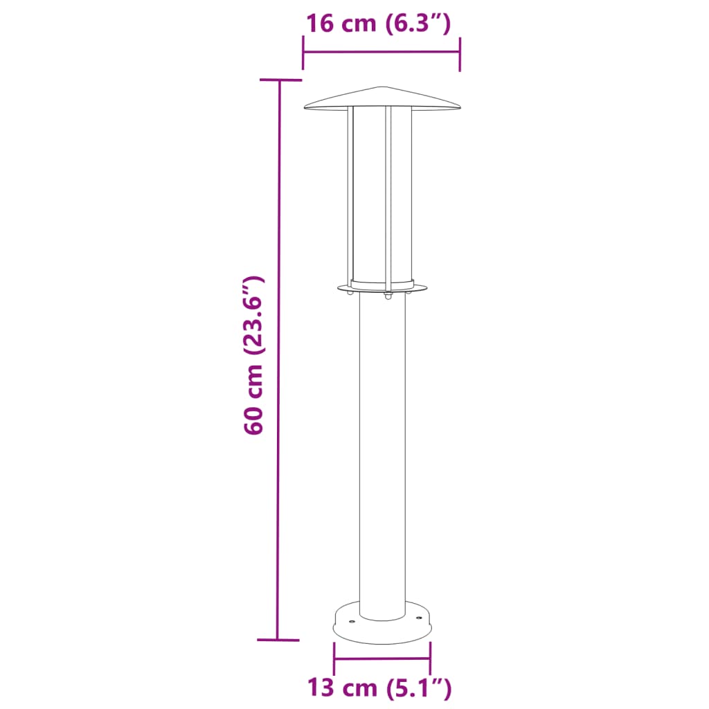 vidaXL Outdoor Floor Lamps 3pcs Black 60 cm Stainless Steel - 53102