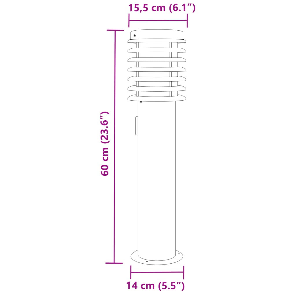 vidaXL Outdoor Floor Lamps with Outlet 3pcs Black 60 cm Stainless Steel