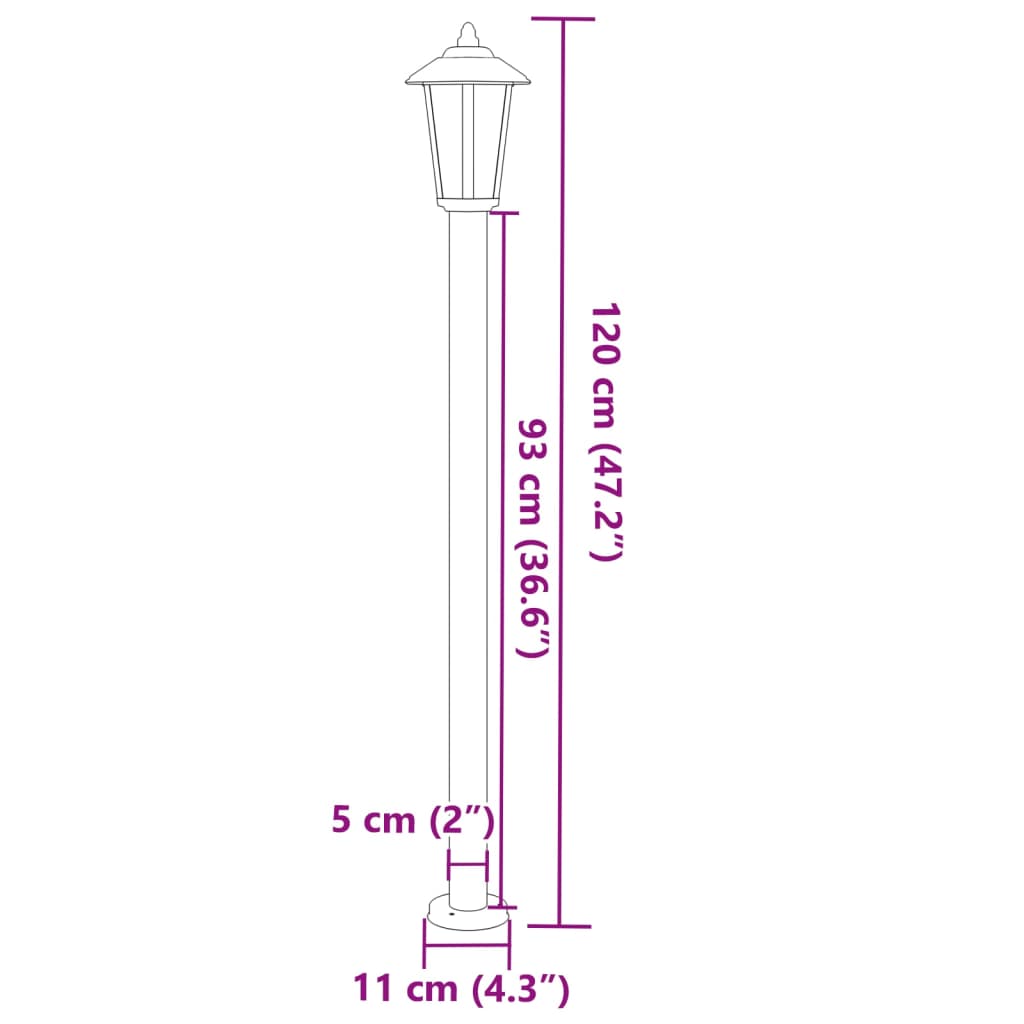 vidaXL Outdoor Floor Lamps 3pcs Silver 120 cm Stainless Steel