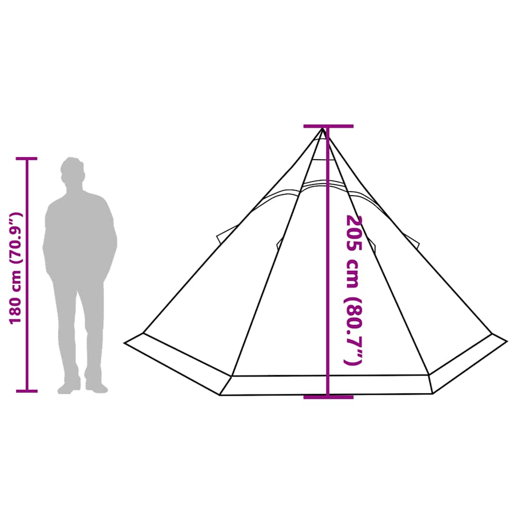 vidaXL Camping Tent Tipi 5-Person Grey Waterproof