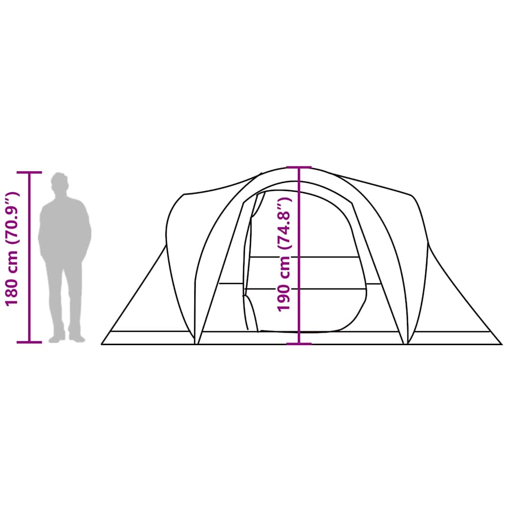 vidaXL Family Tent Dome 6-Person Brown Waterproof - 494 x 370 x 190 cm
