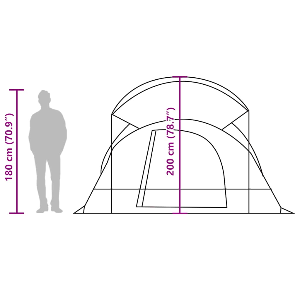 vidaXL Family Tent Tunnel 8-Person Green Waterproof