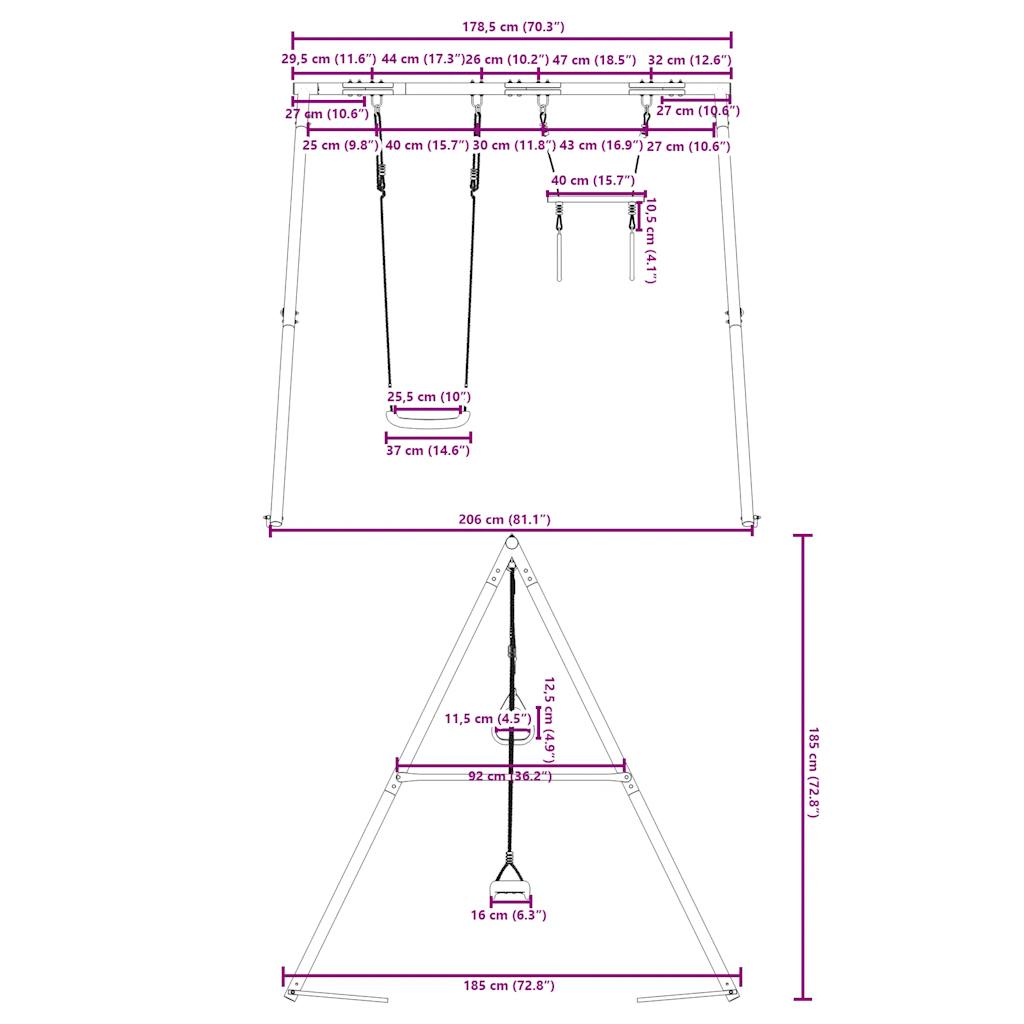 vidaXL Outdoor Swing Set with Swing and Trapeze - Blue