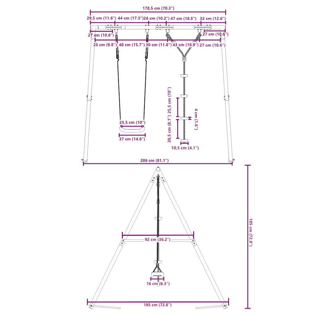 vidaXL Outdoor Swing Set with Swing and Disc Swing - Multicolour - 33685