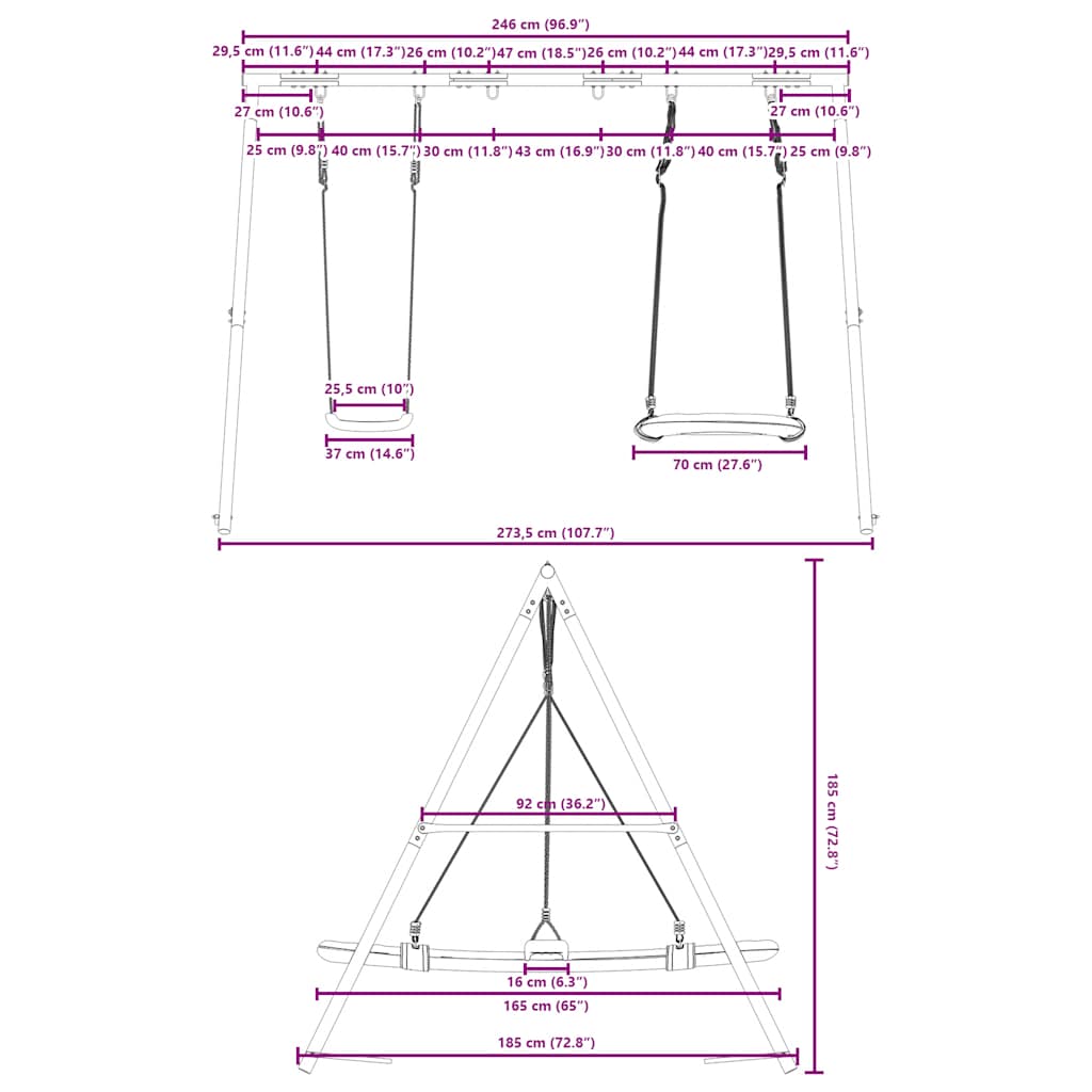 vidaXL Outdoor Swing Set with Swing and Nest Swing - Blue