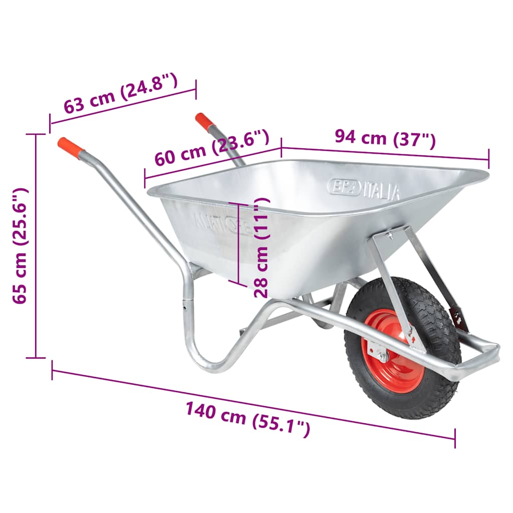 vidaXL Wheelbarrow 90 L 150 kg Galvanised Steel and Plastic - Green