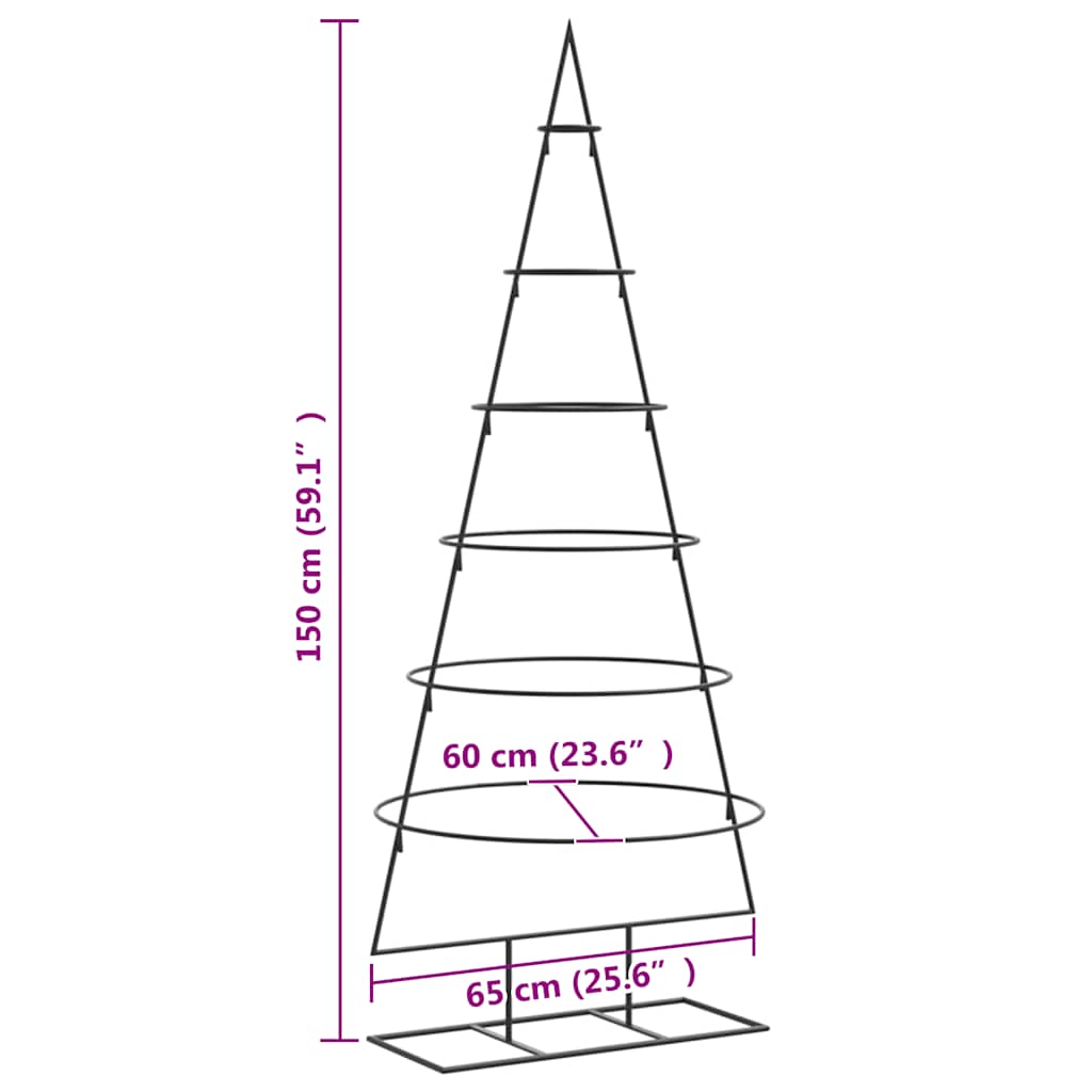 vidaXL Metal Christmas Tree for Decoration Black 150 cm