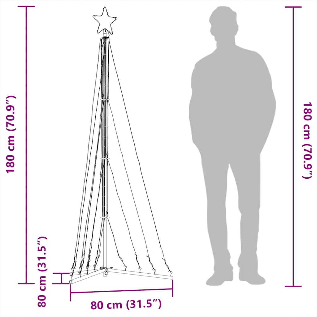 vidaXL LED Christmas Tree 339 LEDs Warm White 187 cm - 180 cm
