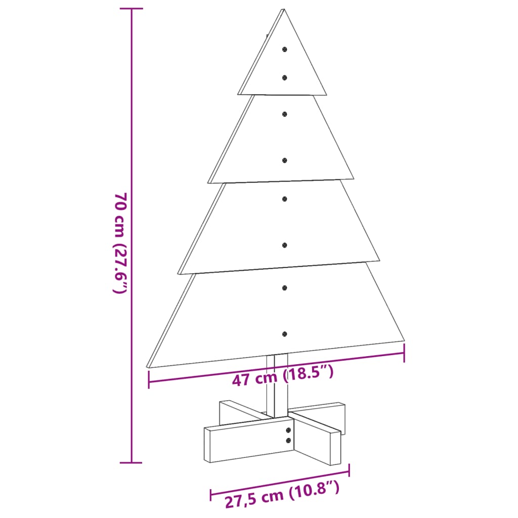vidaXL Wooden Christmas Tree for Decoration 70 cm Solid Wood - Brown