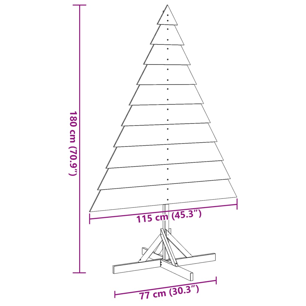 vidaXL Wooden Christmas Tree for Decoration 180 cm Solid Wood - Brown