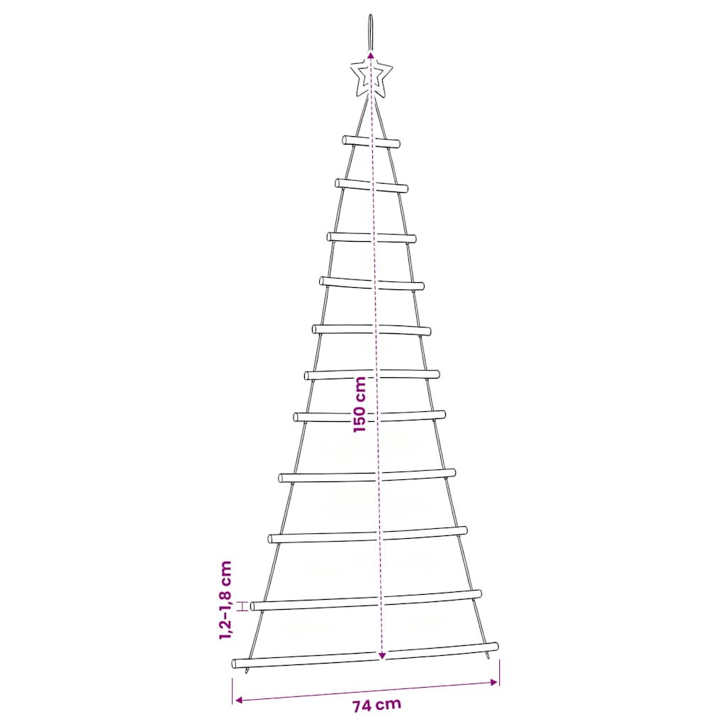 vidaXL Hanging Christmas Tree with Top Star 74x150 cm Natural Branch