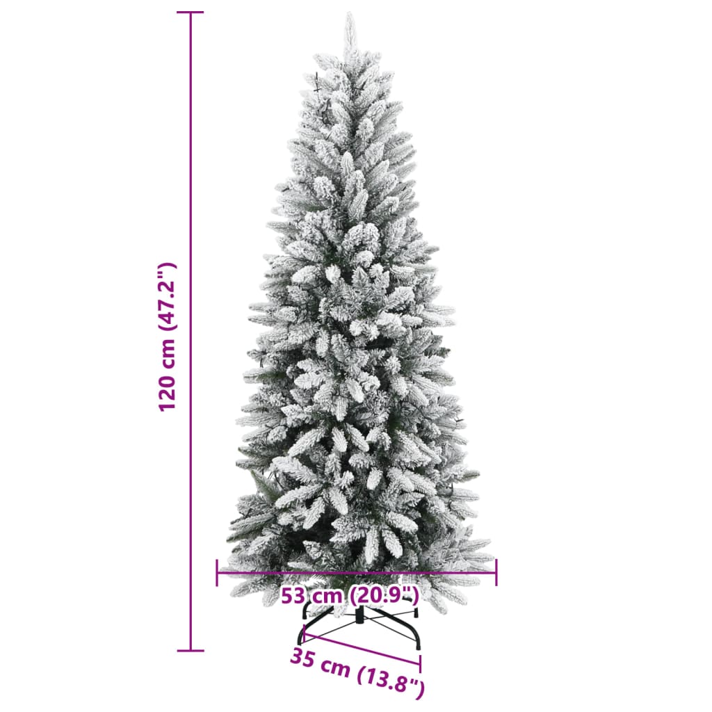 vidaXL Artificial Christmas Tree 150 LEDs and Flocked Snow 120 cm - Green