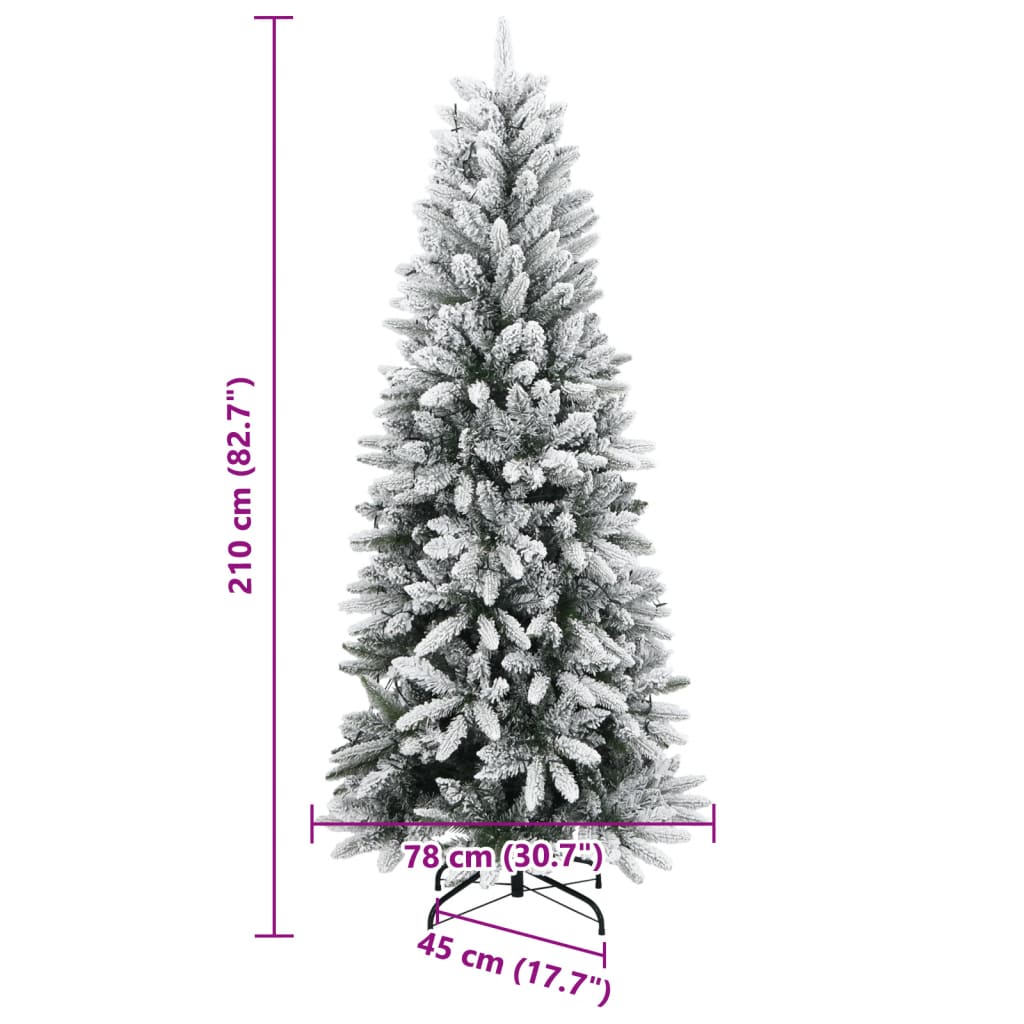 vidaXL Artificial Christmas Tree 300 LEDs and Flocked Snow 210 cm - Green