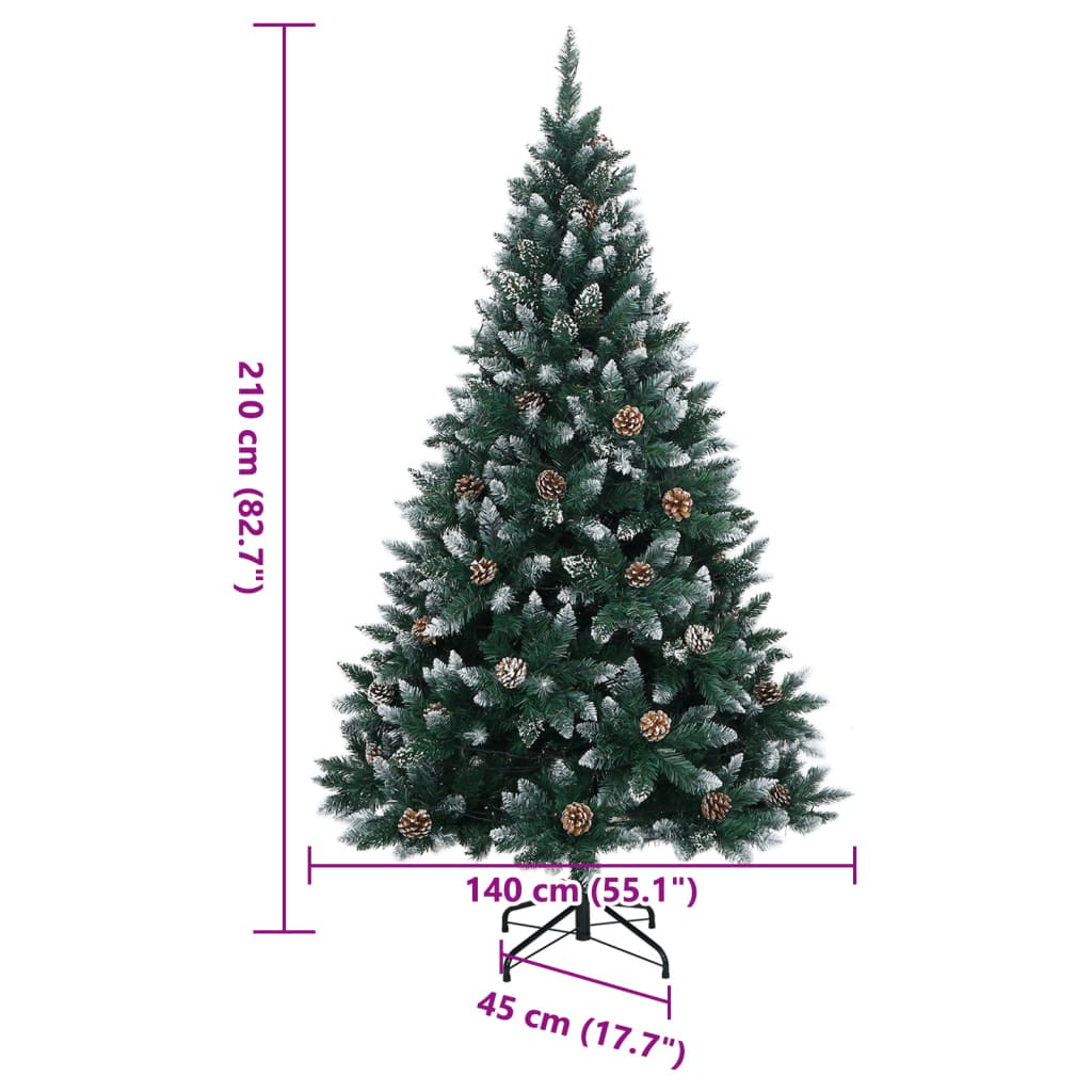 vidaXL Artificial Christmas Tree 300 LEDs 210 cm - Green - 35835