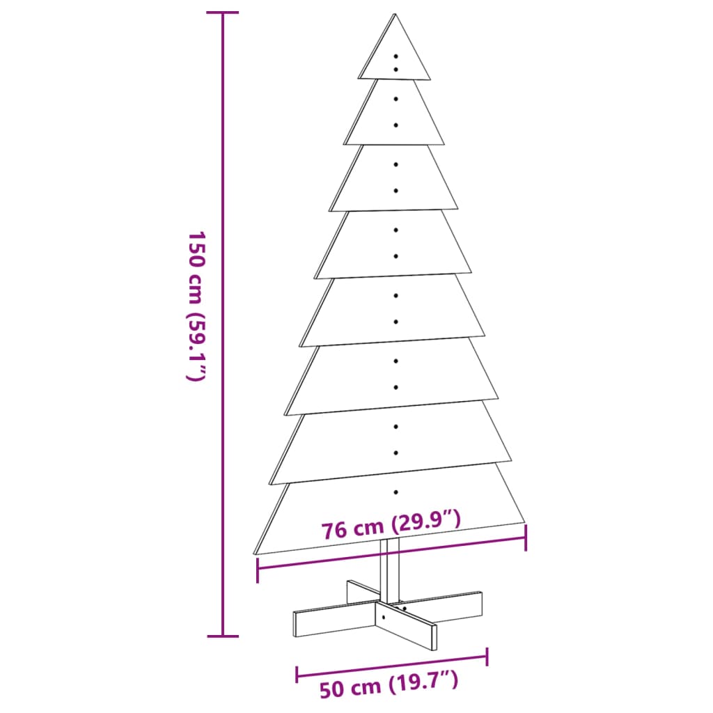 vidaXL Wooden Christmas Tree for Decoration 150 cm Solid Wood Pine - Brown