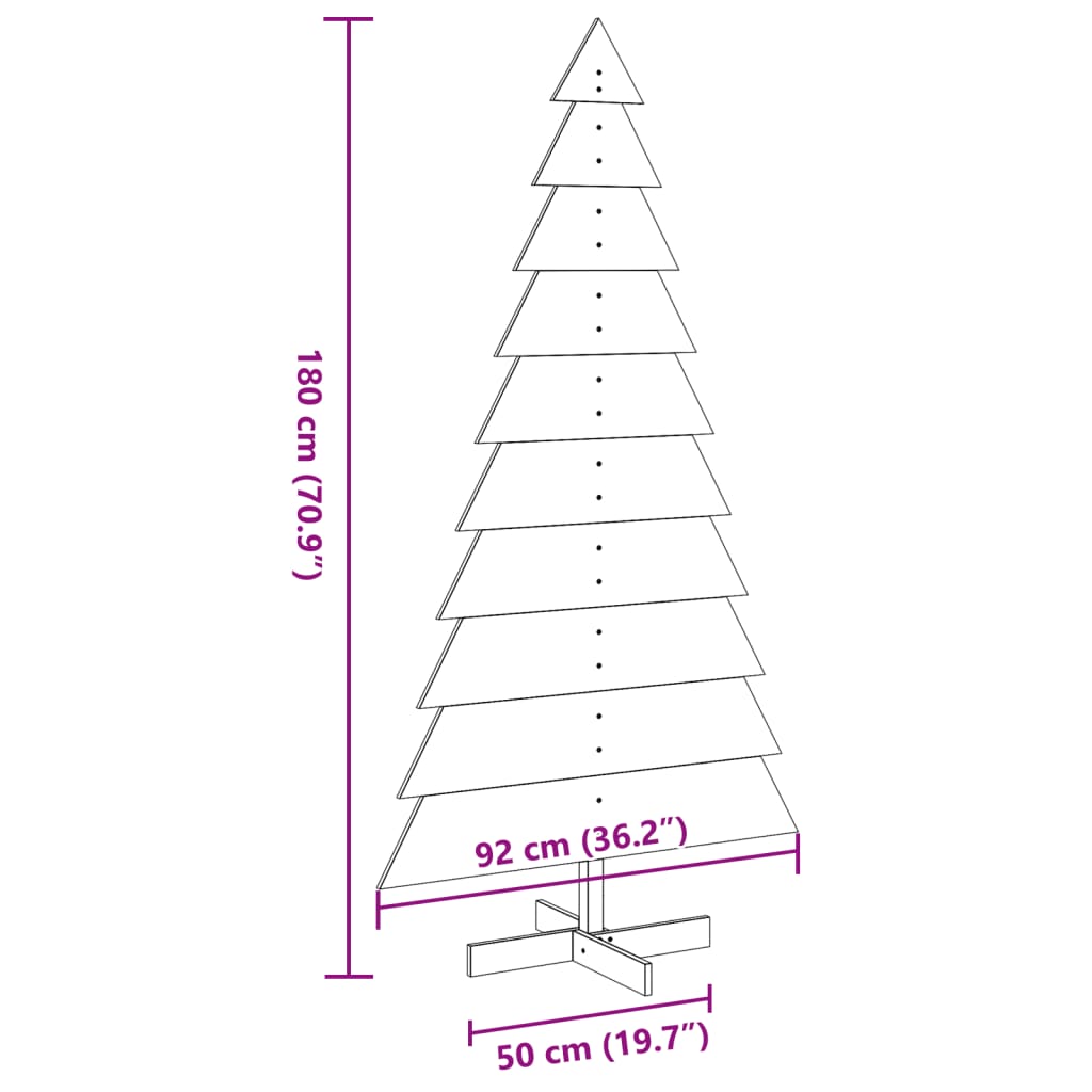 vidaXL Wooden Christmas Tree for Decoration 180 cm Solid Wood Pine - Brown