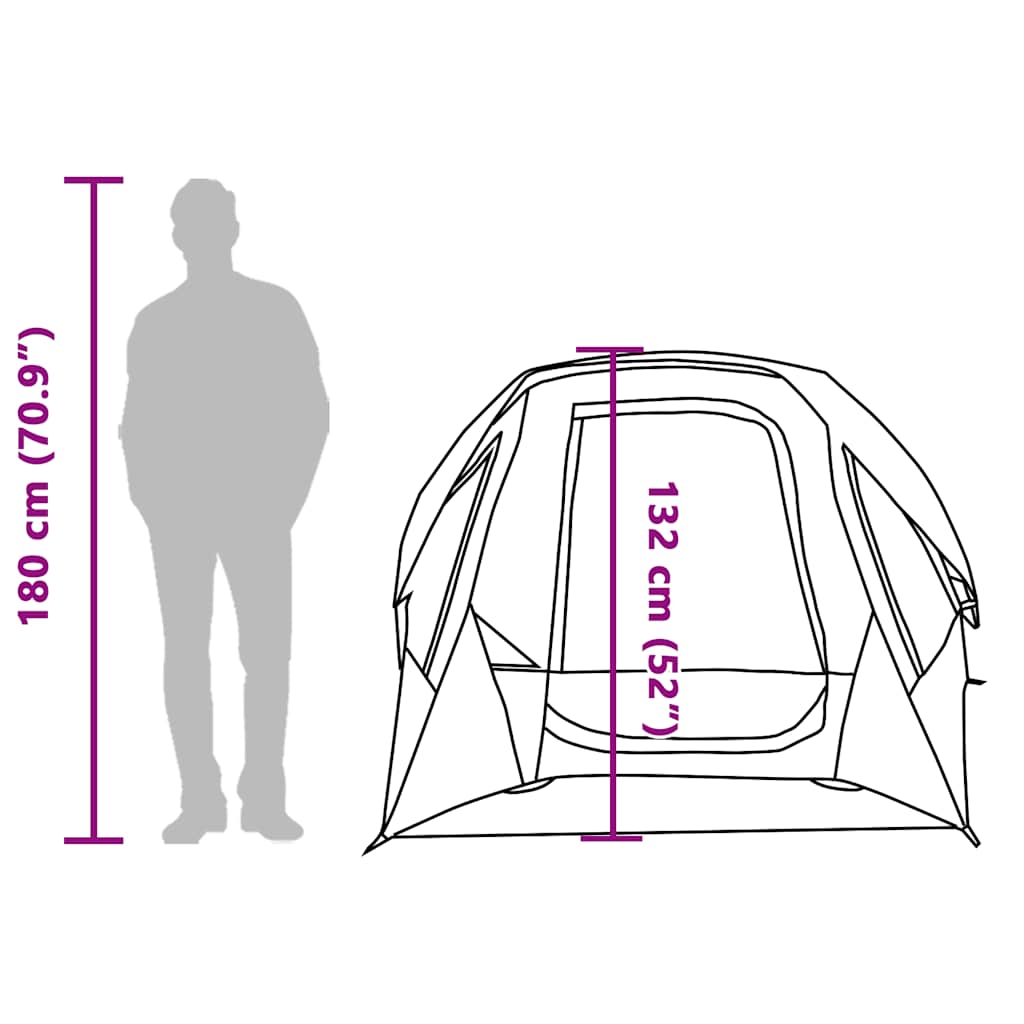 vidaXL Camping Tent Cabin 4-Person Grey and Orange Waterproof - 298 x 158 x 132 cm