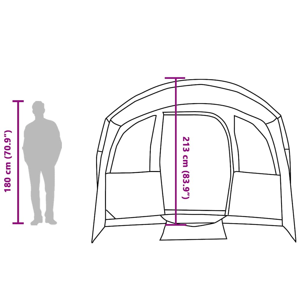 vidaXL Family Tent with Roof Blue and Grey 576 x 325 x 213 cm