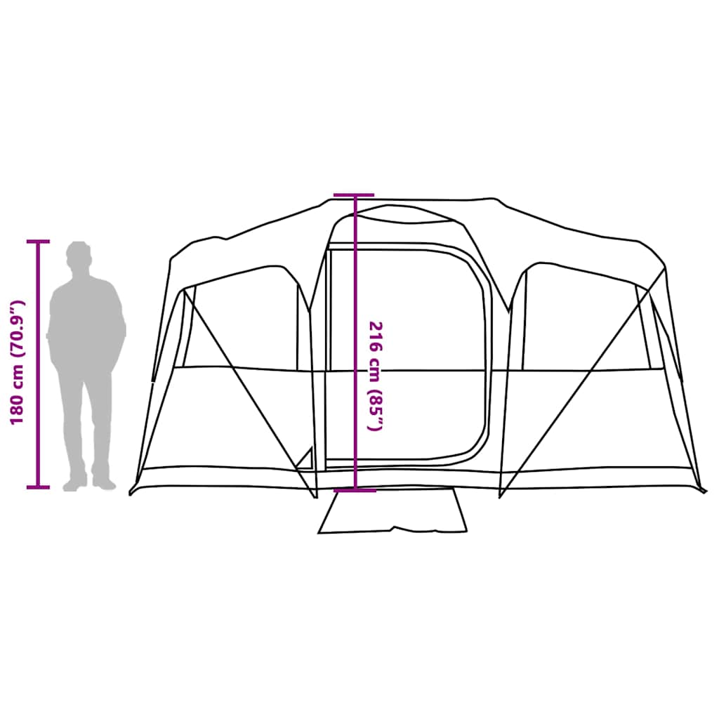 vidaXL Family Tent with Roof White and Green 435 x 255 x 216 cm