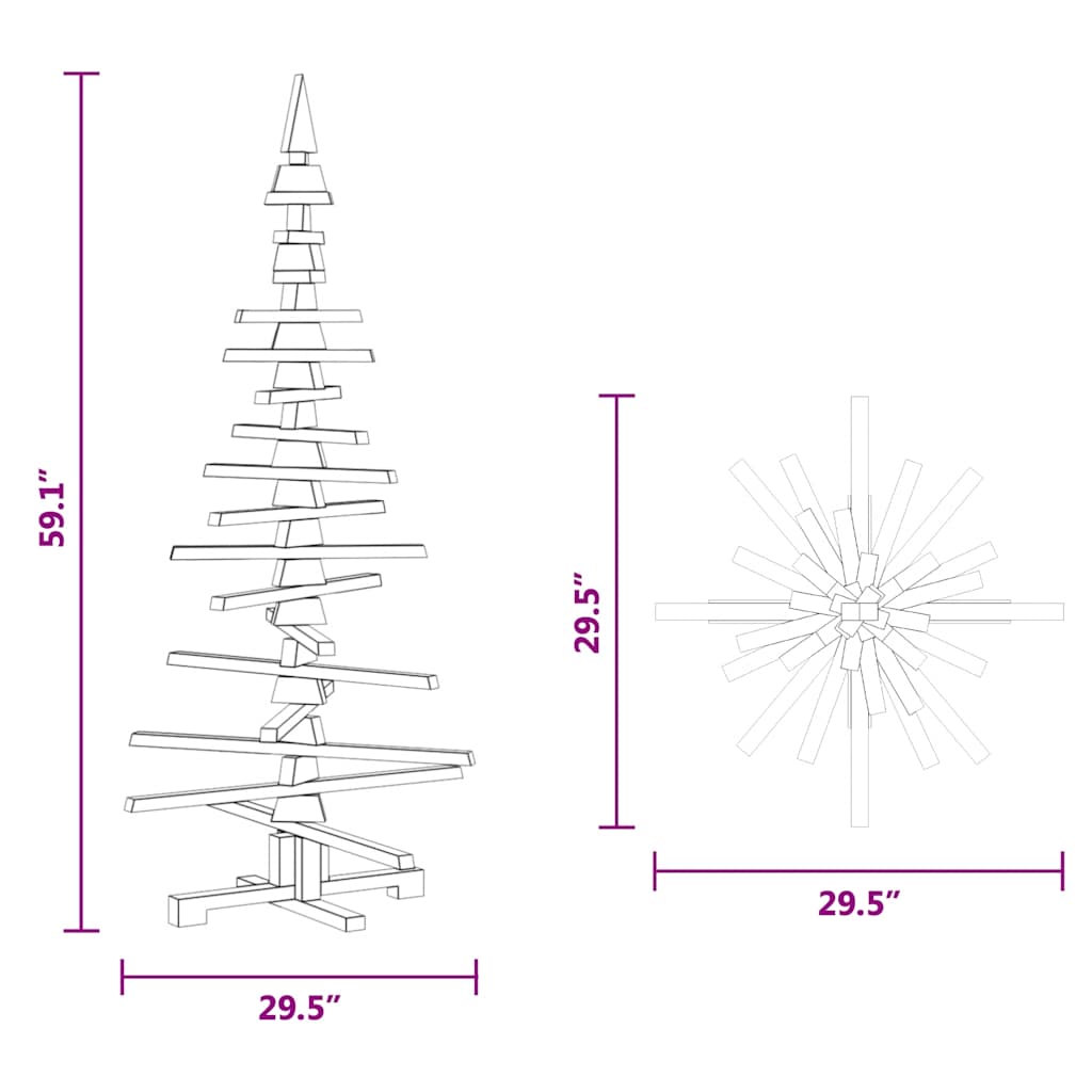 vidaXL Wooden Christmas Tree Solid Pine Wood Natural with Unfinished - Brown - 150 cm