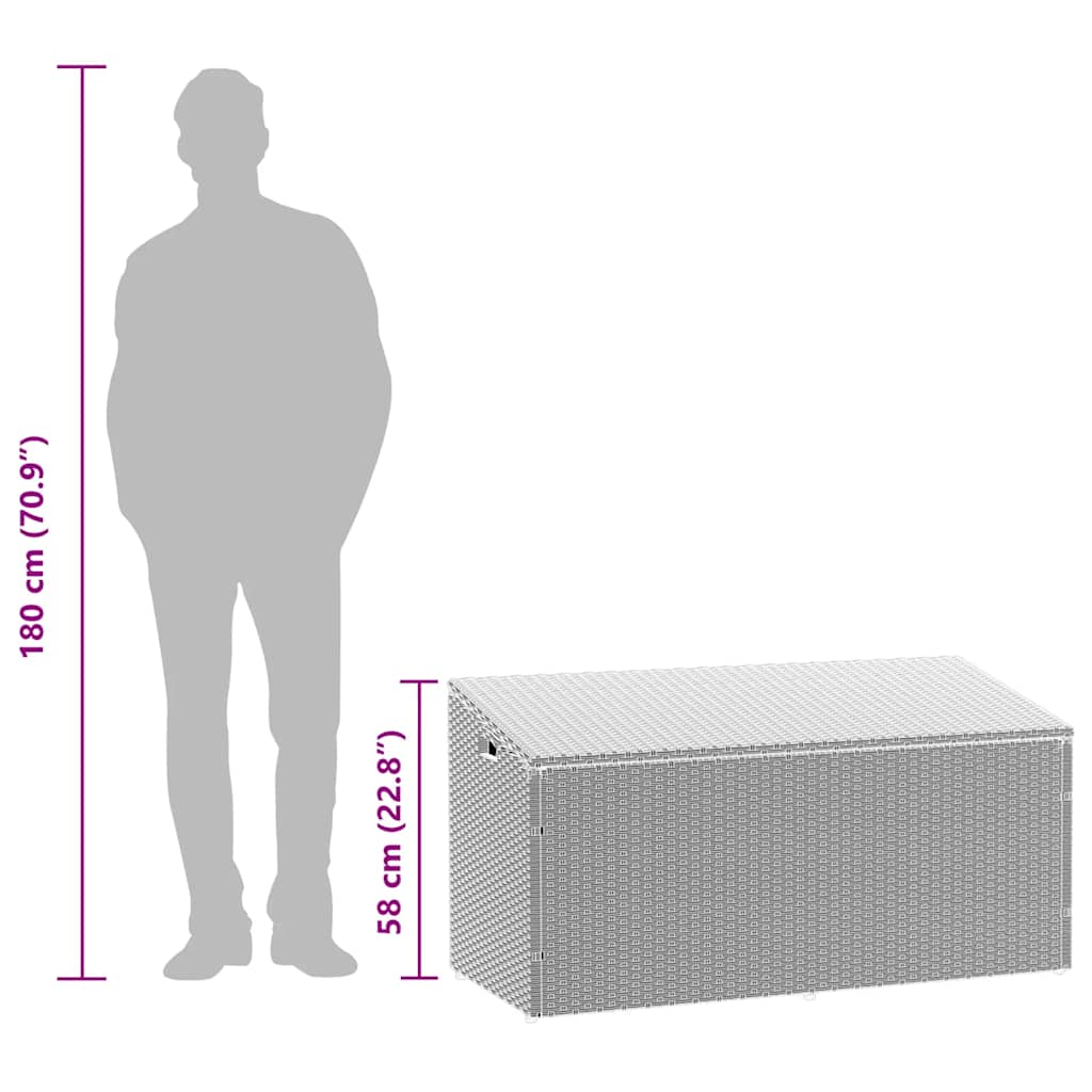 vidaXL Garden Storage Box Light Grey 110x50x58 cm Poly Rattan